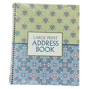 NEW Current Address Book Large‎ Print Green Blue Floral Spiral Bound Organizer